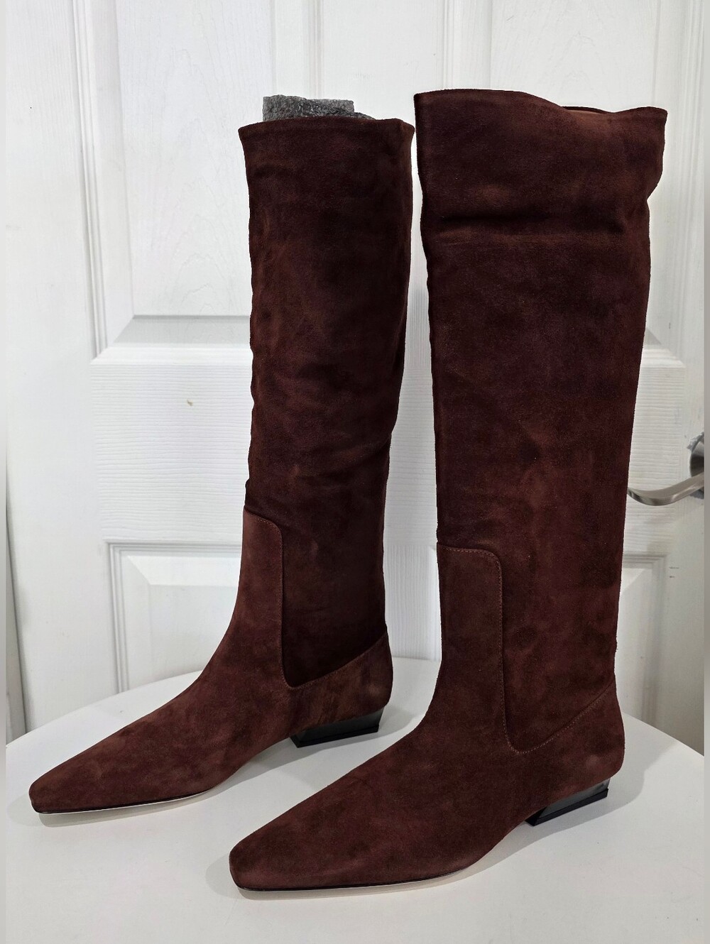 Staud Wally Flat Brown Suede Knee-High Boots - Picture 3 of 7
